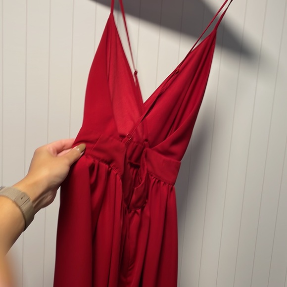 Red Crisscross Back Split Thigh Maxi Dress - Picture 9 of 9